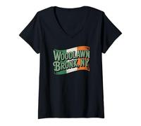 Femme Woodlawn Bronx New York Irlande Pride St Patrick Day Irish T-Shirt avec Col en V