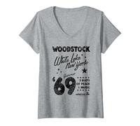 Femme Woodstock Guitar Location T-Shirt avec Col en V