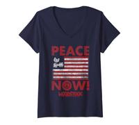 Femme Woodstock Peace Now T-Shirt avec Col en V