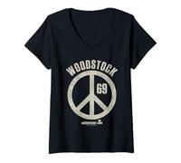 Femme Woodstock Sign of Peace T-Shirt avec Col en V