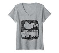 Femme Woodstock Summer '69 T-Shirt avec Col en V