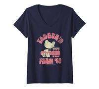 Femme Woodstock Yasgurs Farm '69 T-Shirt avec Col en V
