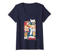 Femme Woody Woodpecker Racing Street Style T-Shirt avec Col en V