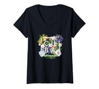 Femme Word Art Flowers of Cuba - Cuban Pride T-Shirt avec Col en V