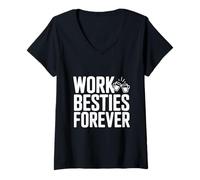 Femme Work Besties Forever Cute Friendship for Colworkers T-Shirt avec Col en V