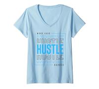 Femme Work Hard Hustle Harder T-Shirt avec Col en V