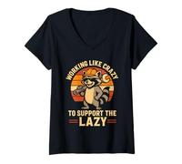 Femme Working Like Crazy to Support The Lazy Construction Worker T-Shirt avec Col en V