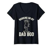 Femme Working on My Dad BOD Funny Frog Cowboy Dad Humor T-Shirt avec Col en V