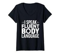 Femme Workout Funny Motivation I Speak Fluent Body Language T-Shirt avec Col en V