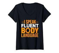 Femme Workout Funny Motivation I Speak Fluent Body Language T-Shirt avec Col en V