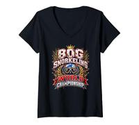 Femme World Champion Snorkel Bogs en apnée dans Les tourbières T-Shirt avec Col en V