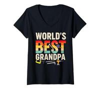 Femme World’s Best Grandpa Retro Tools Father’s Day T-Shirt avec Col en V