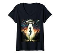Femme World UFO Day The Truth is Everywhere Alien Encounter T-Shirt avec Col en V