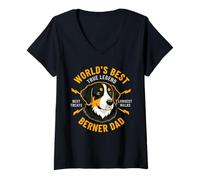 Femme World's Best Berner Dad Bouvier Bernois T-Shirt avec Col en V