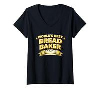 Femme Worlds Best Bread Baker Sourdough Bread Baking Pun Baker T-Shirt avec Col en V