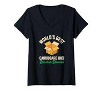 Femme World's Best Cardboard Box Breaker Downer Recyclage T-Shirt avec Col en V