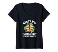 Femme World's Best Cardboard Box Breaker Downer Recyclage T-Shirt avec Col en V
