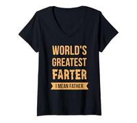 Femme World's Best Farter I Mean Father Funny Dad Joke Fathers Day T-Shirt avec Col en V