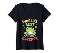 Femme World's Best Grenouille Attrape-Grenouilles drôle Kawaii T-Shirt avec Col en V