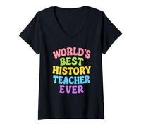 Femme World's Best History Teacher Teacher World Teacher's Day T-Shirt avec Col en V