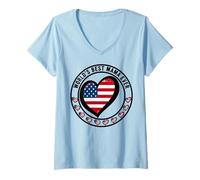 Femme World's Best Mama Ever Proud to Be American Mom Bruh T-Shirt avec Col en V