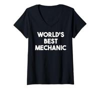 Femme World's Best Mechanic - Drôle T-Shirt avec Col en V