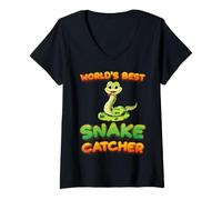 Femme Worlds Best Snake Catcher Snake Hunter Pit Viper Snake Lover T-Shirt avec Col en V