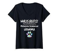 Femme Worlds Greatest Patte de Chien Miniature Schnauzer Grandma T-Shirt avec Col en V