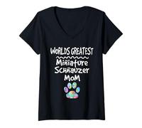 Femme Worlds Greatest Schnauzer Miniature Motif Empreintes de Pattes T-Shirt avec Col en V