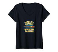 Femme World's Okayest Mini Peintre Miniature Amusant T-Shirt avec Col en V