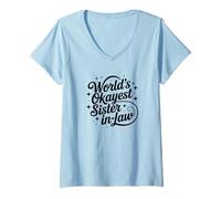 Femme World's Okayest Sister in Law Funny T-Shirt avec Col en V