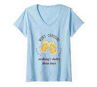 Femme Worst Crossing Nothing's Better Than Beer Cadeau Amusant pour bière T-Shirt avec Col en V