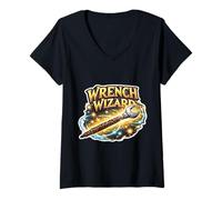 Femme Wrench Wizard Funny Mechanic Citation Dire Phrase Mécanique T-Shirt avec Col en V