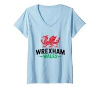 Femme Wrexham Wales Cymru Drapeau Gallois Dragon Wrexham City Love T-Shirt avec Col en V