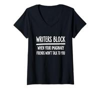 Femme Writers Block Funny Imaginary Friends Author Writer T-Shirt avec Col en V