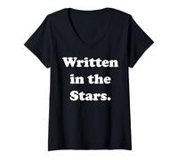 Femme Written In The Stars Cosmic Phrase T-Shirt avec Col en V