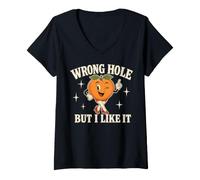 Femme Wrong Hole But I Like It Funny T-Shirt avec Col en V