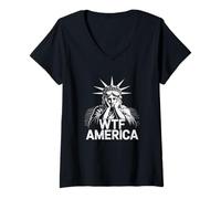 Femme WTF America Statue Liberty Design T-Shirt avec Col en V