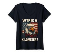 Femme WTF est un kilomètre 4 juillet Eagle T-Shirt avec Col en V