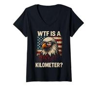 Femme WTF est un kilomètre 4 juillet Eagle T-Shirt avec Col en V