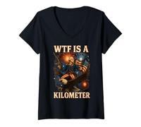 Femme WTF est un kilomètre George Washington 4 juillet Eagle T-Shirt avec Col en V