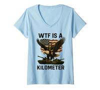 Femme WTF est un kilomètre George Washington 4 juillet Eagle T-Shirt avec Col en V