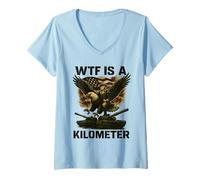 Femme WTF est Un kilomètre George Washington 4 Juillet Eagle T-Shirt avec Col en V