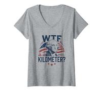 Femme WTF is A Kilometer Patriotic Eagle Humour T-Shirt avec Col en V