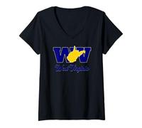 Femme WV West Virginia Mountain State Outline Code 304 Style Art T-Shirt avec Col en V