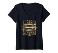 Femme WW2 Fighter Planes Tshirt B-17 P51 Mustang F4U Corsair T-Shirt avec Col en V