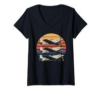 Femme WW2 Fighter Planes Tshirt B-17 P51 Mustang F4U Corsair T-Shirt avec Col en V