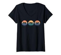 Femme WW2 Fighter Planes Tshirt B-17 P51 Mustang F4U Corsair T-Shirt avec Col en V