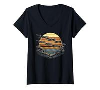 Femme WW2 Fighter Planes Tshirt B-17 P51 Mustang F4U Corsair T-Shirt avec Col en V