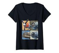 Femme WW2 Fighter Planes Tshirt B-17 P51 Mustang F4U Corsair T-Shirt avec Col en V